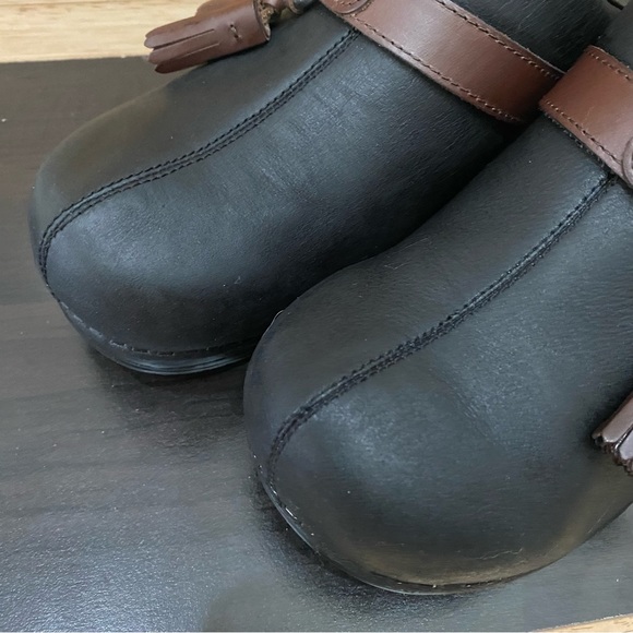 DANSKO “Shandi” Black Nubuck Leather Biker Harness Tassel Clog Size 41 10.5-11US - Picture 12 of 16